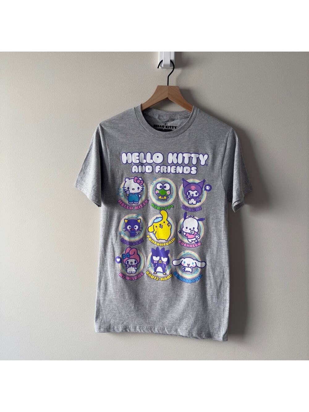 Hello Kitty and Friends Grey Graphic T-Shirt Cotton Blend Short Sleeve Casual S